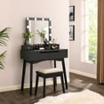 BEWISHOME Vanity Set with Lighted Mirror, Modern Black Paint Fnish
