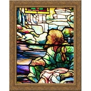 St John's vision on Patmos 20x23 Gold Ornate Wood Framed Canvas Art by Tiffany, Louis Comfort
