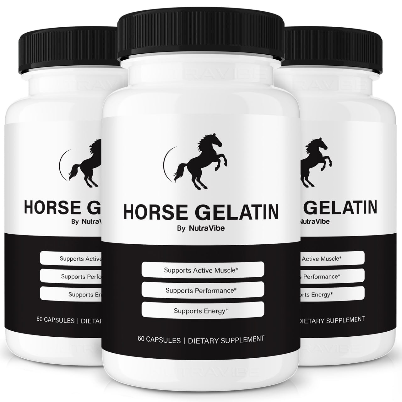 (3 Pack) Horse Gelatin – Original HorseGelatin Capsules with a Natural Daily Blend for Wellness |Clean, Gentle, Easy-to-Swallow Pills (180 Capsules)