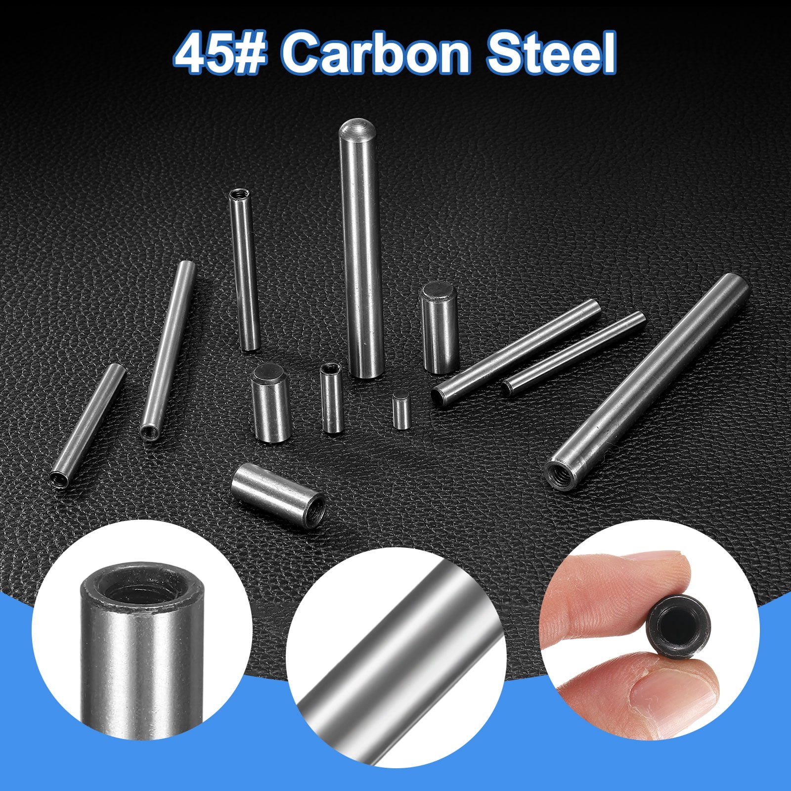 24pcs M3, M4, M6 Internal Thread Dowel Pin 12 Sizes Chamfering Flat Carbon Steel Cylindrical Pin Bed Bookshelf Metal Devices Industrial Pins
