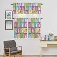 thumbnail image 3 of Kitchen Window Curtains Valance and Tier Set, Happy Easter White Cute Bunny Rod Pocket Tier Curtain Valance Set, Colorful Egg Splicing Plaid Light Filtering Cafe Curtains for Bedroom Living Room, 3 of 9