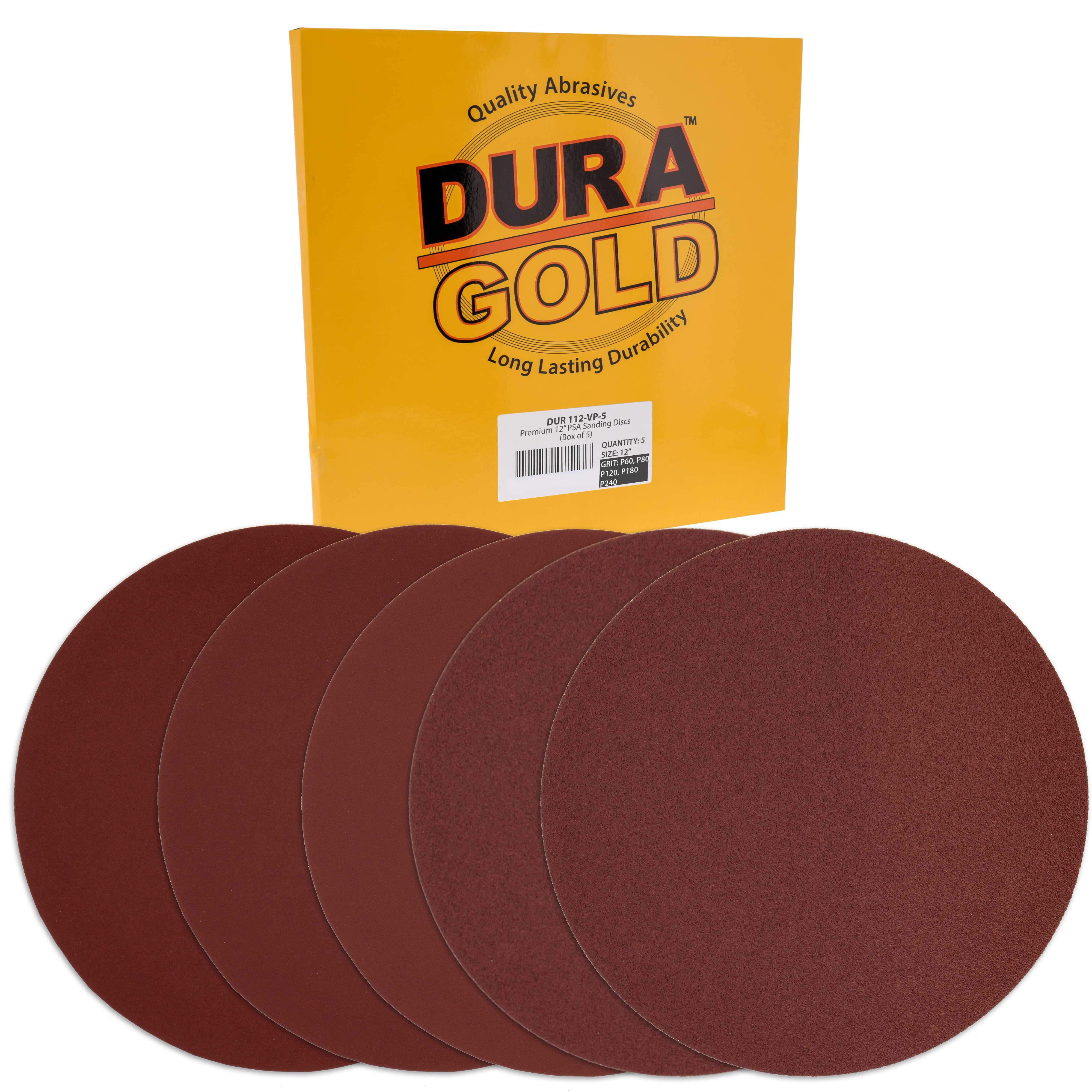 Box of 10 - 8 Hole Pattern Sandpaper Discs with Hook & Loop Backing Fast Cutting Aluminum Oxide Abrasive Sand Wood Dura-Gold Premium 9 Drywall Sanding Discs 60 Grit For Drywall Power Sander