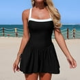 thumbnail image 5 of Xijirk One Piece Swimsuit Women,Color Swimwear Skirted Bottom with Side Pockets Bathing Suit Comfortable Flowy One Piece Swimsuit Practical Swimwear for Beach Pool,Swimsuit for Women,XL,Black, 5 of 7