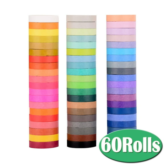 Washi Tape Set 8mm Colorful Rainbow Tape Decorative Art Supplies for DIY Crafts Gift Planners Party Decorations 60 Rolls