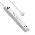 thumbnail image 2 of Hyper Tough Surge Protector Power Strip with USB, 4 Outlets, 10 ft Braided Extension Cord, White, 2 of 7