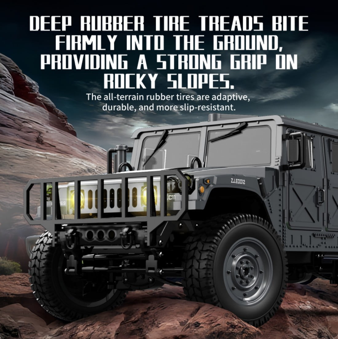 1/12 Jeep Model Car with LED Lights, 280 Motor, 6KM/H Speed 2.4G Off-Road Truck, Linked Steering Wheel & Detailed Interior – Realistic RC Military Remote Control Car Toy for Adults