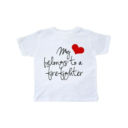 

Inktastic My Heart belongs firefighter Gift Toddler Toddler Girl T-Shirt