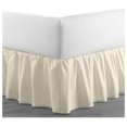 Ivory Solid, Queen Size Ruffled Bed Skirt 24 Inch Drop Split Corner,100