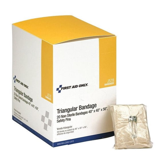 First Aid Only Triangular Sling/Bandage, 36 in. W, 20/Box J578