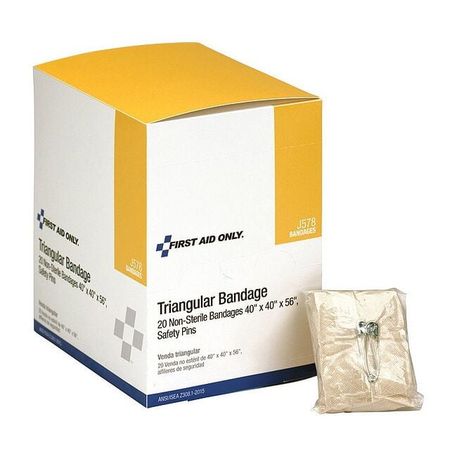 First Aid Only Triangular Sling/Bandage, 36 in. W, 20/Box J578