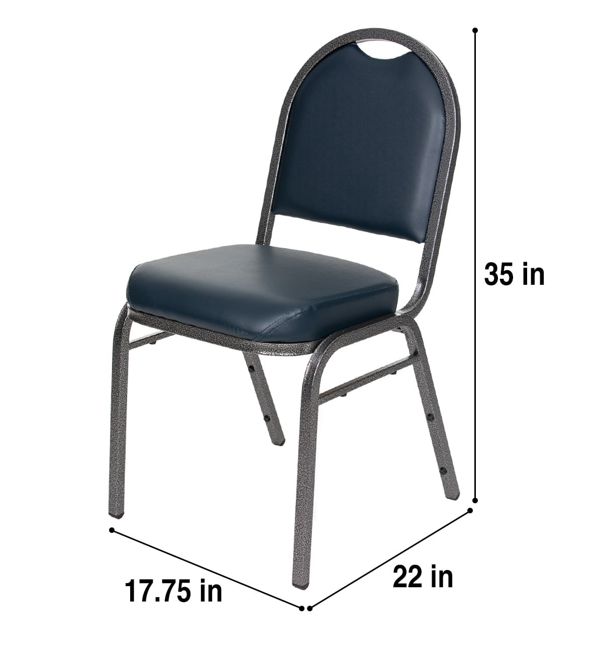 Hampden Furnishings Celia Collection Vinyl Banquet Chair, Dark Blue, Pack of 2