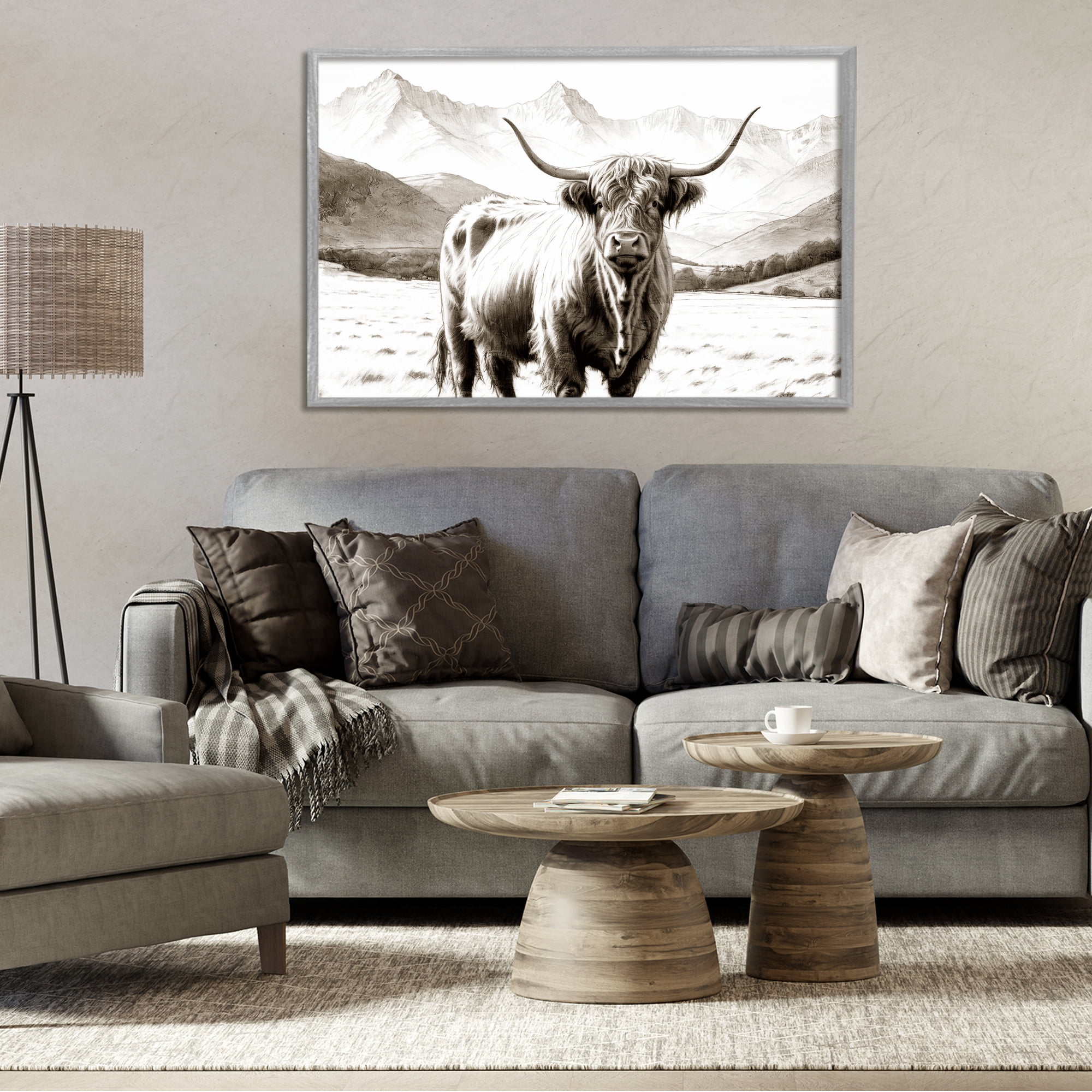 Stupell Industries Highland Sepia Sketch Gray Framed Giclee Art, design by Kim Allen
