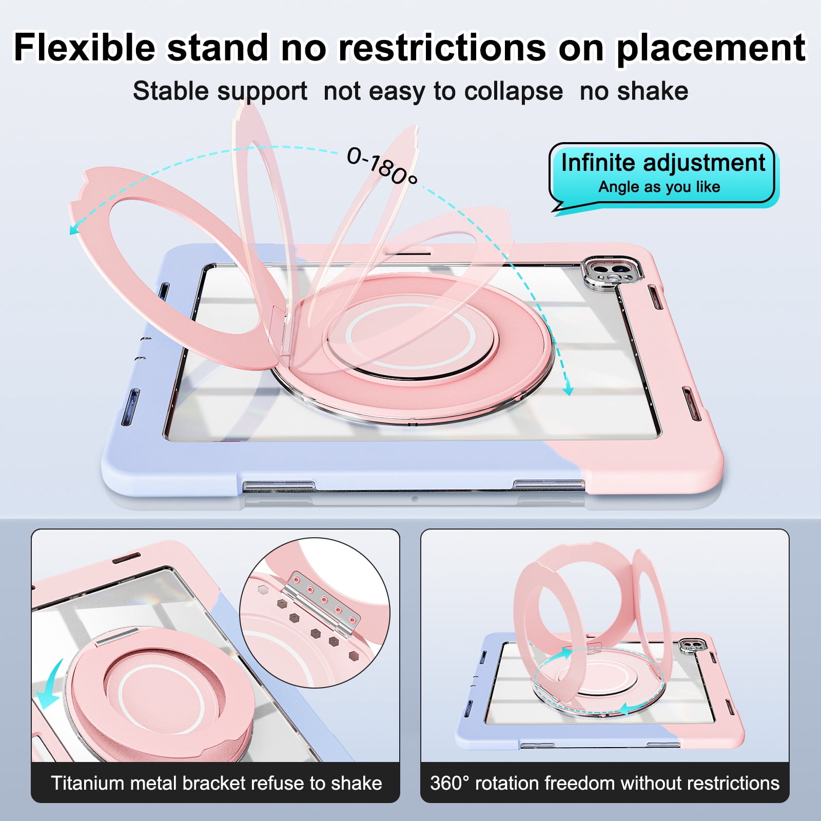 XYX Shockproof Tablet Case for iPad Pro 13 inch M4 2024 (7th Gen) with 360 Rotating Stand, Slim Lightweight with Pencil Holder, Colorful