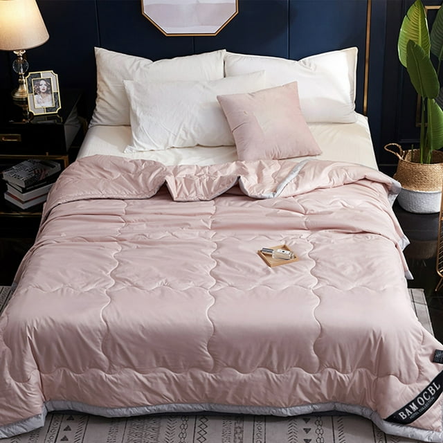 Washable Silk Summer Quilt For Naked Sleep - Solid Color AirConditioner Blanket Suitable For Or Double Use Easily Washable For Cool And Comfo