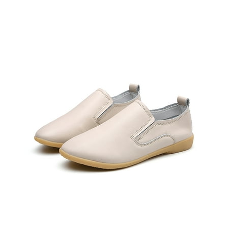 

Woobling Women Flats Memory Loafers Lace Up Casual Shoes Breathable Walking Shoe School Driving Moccasins Slip On Beige 7.5