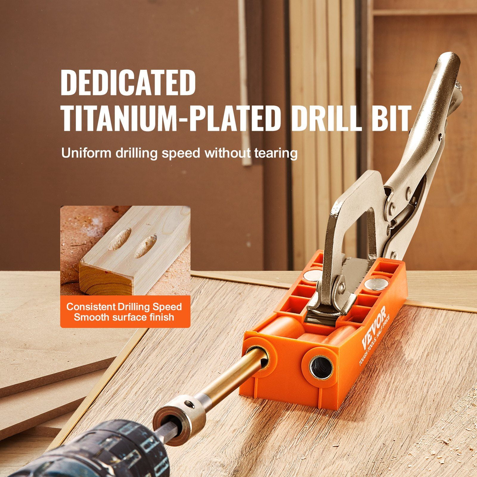 Pocket Hole Jig Kit, 56-Piece with 9" C-Clamp, Step Drill Bit, Square Driver, Wrench, Drill Stop Collar & Screws for Wood Joinery  DIY Carpentry & Furniture Projects