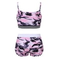 thumbnail image 2 of Eandarui Kids Girls Athletic Training Outfit Sleeveless Open Back Crop Tops with Bottoms Set Fitness Camo Pink 12, 2 of 7