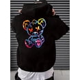 thumbnail image 2 of Sudadera con capucha con estampado de muñeca de oso de dibujos animados, sudaderas con capucha geniales para hombres, sudadera con capucha de diseño gráfico informal para hombres con bolsillo de cangu, 2 of 4
