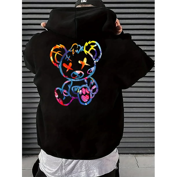 Sudadera con capucha con estampado de muneca de oso de dibujos animados sudaderas con capucha geniales para hombres sudadera con capucha de diseno