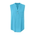 thumbnail image 4 of YDFCWXW Tank Tops for Women 2025 Summer Tops Cotton Linen Sleeveless Button Down Shirts Trendy V Neck Blouses with Side Slit Sky Blue, XL, 4 of 5