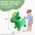 thumbnail image 3 of Plush Green Dinosaur Bounce & Ride-on Inflatable Hopper Toddler Toy with Pump, 3 of 5