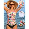 thumbnail image 2 of Charmo Womens One Shoulder Tankini Tops Side Tie Ruched Swimsuit Tops Only(No Bottoms), 2 of 8