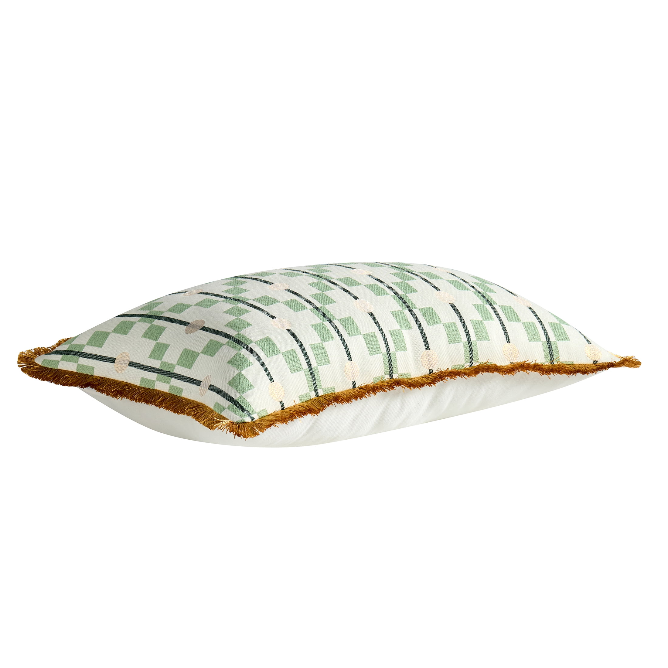 Beautiful 14" x 24" Thyme Green Diamond Geo Decorative Pillow by Drew Barrymore