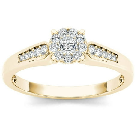 Imperial 1/4 Carat T.W. Diamond Cluster 10kt Yellow Gold Engagement Ring