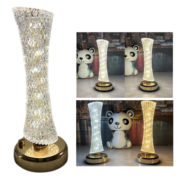 Lámpara de escritorio de diamante de cristal acrílico que adorna la luz de noche de cabecera LED de 1200 mAh (B) Tmvgtek Para estrenar