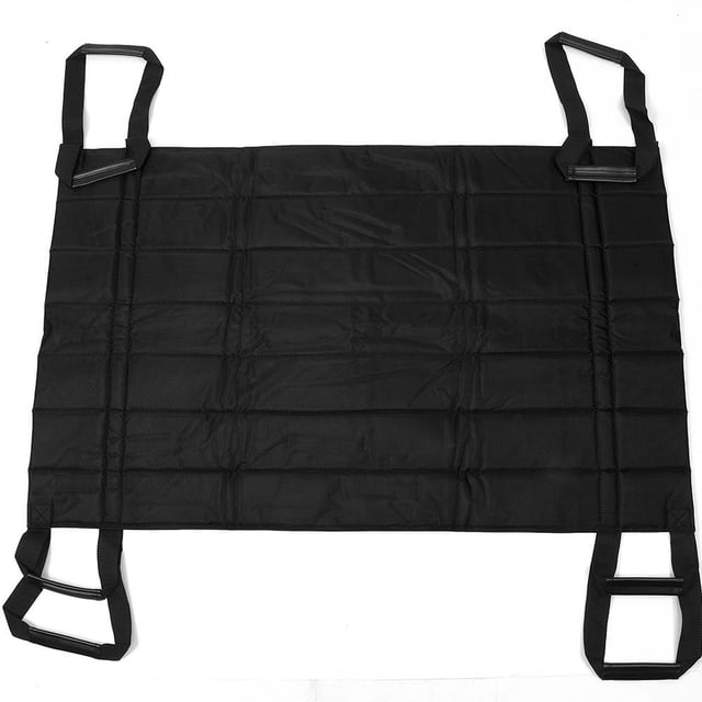 Almohadilla de desplazamiento impermeable para pacientes ancianos cojín de cama de transferencia giratoria con asas (negro)