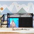 thumbnail image 3 of Bellemave Low Loft Bed with Stairs & LED Lights, Twin Size Loft Beds with 9 Drawers and Bookcase, Metal Multi-Storage Loft Frame with Under-Bed Spaces,Black, 3 of 9