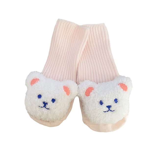 Faithtur Baby Socks Cartoon Bear Long Knitting Spring Fall Winter Anti Slip Socks Infant Socks 3-6 Months