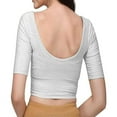 thumbnail image 2 of Stylesindia Cotton Lycra Stretchable Sari Blouse Round Neck Half Sleeve Dry Fit Workout Crop Top Gym Sports Top for Women (WHITE, 2XL), 2 of 2