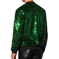 thumbnail image 3 of INSPIRE CHIC Men's Jacket Argyle Sequin Baseball Jacket Party Club Shiny Jacket 2XL Green, 3 of 5