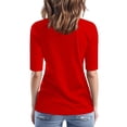 thumbnail image 4 of Sillenn Basic T Shirts Half Sleeve Tee Shirts V Neck Base Layer Trendy Casual Blouses Mid Arm Length Shirts Women Cute Summer Shirts Basic Solid Color Stretchy Top Soft Casual Tee Red L, 4 of 8