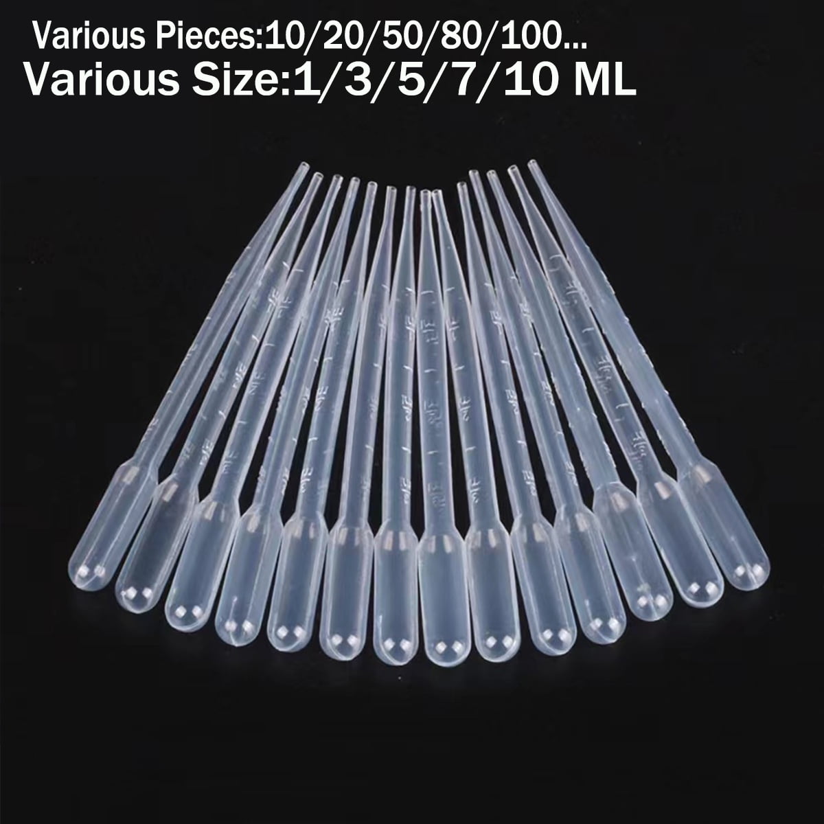 Plastic Transfer Pipettes 1/3/5/7/10ml, Graduated, Pack of 10/20/40/50....