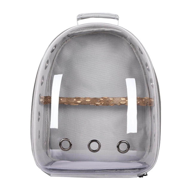 fastboy Bird Carrier Cage Shoulder Bag Pet Parrot Travel Clear Backpack Gray