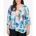 thumbnail image 4 of Alfred Dunner Womens Plus-Size Geometric Stained Glass Asymmetric Top, 4 of 6