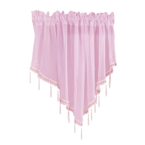 Sombras para Ventanas Floral Transparente Encaje Cortina Serie con Bordes en Forma de Ventilador Y Polo Bolsillo Superior para Fácil Colgante Ventana Cortina Varilla