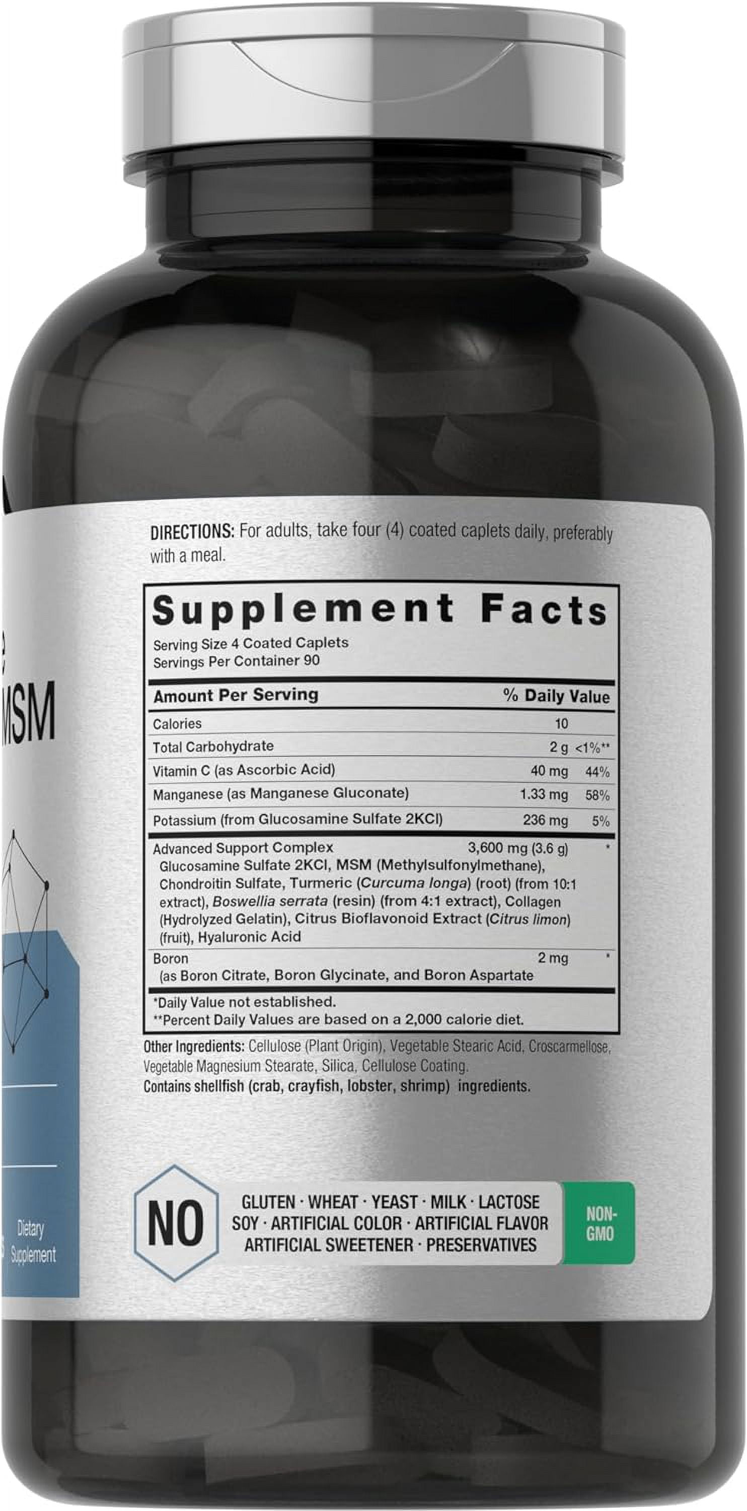 Glucosamine Chondroitin with MSM and Turmeric | 3600 mg | 360 Caplets | by Horbaach