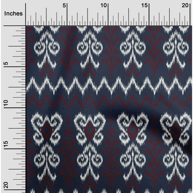 oneOone Cotton Poplin Fabric Chevron & Swirl Ikat Print Fabric BTY 56 Inch Wide