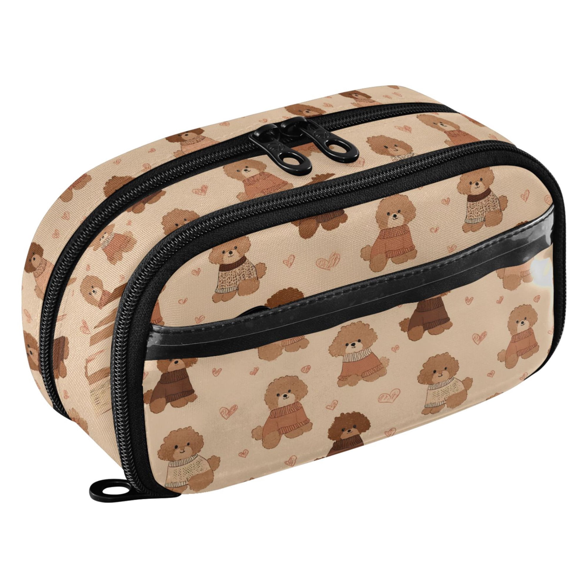 PVC Zipper Pencil Pouch Sweater Dog Love Waterproof Stationery Organizer Bag Cute Large Capacity Pencil Case for School Travel