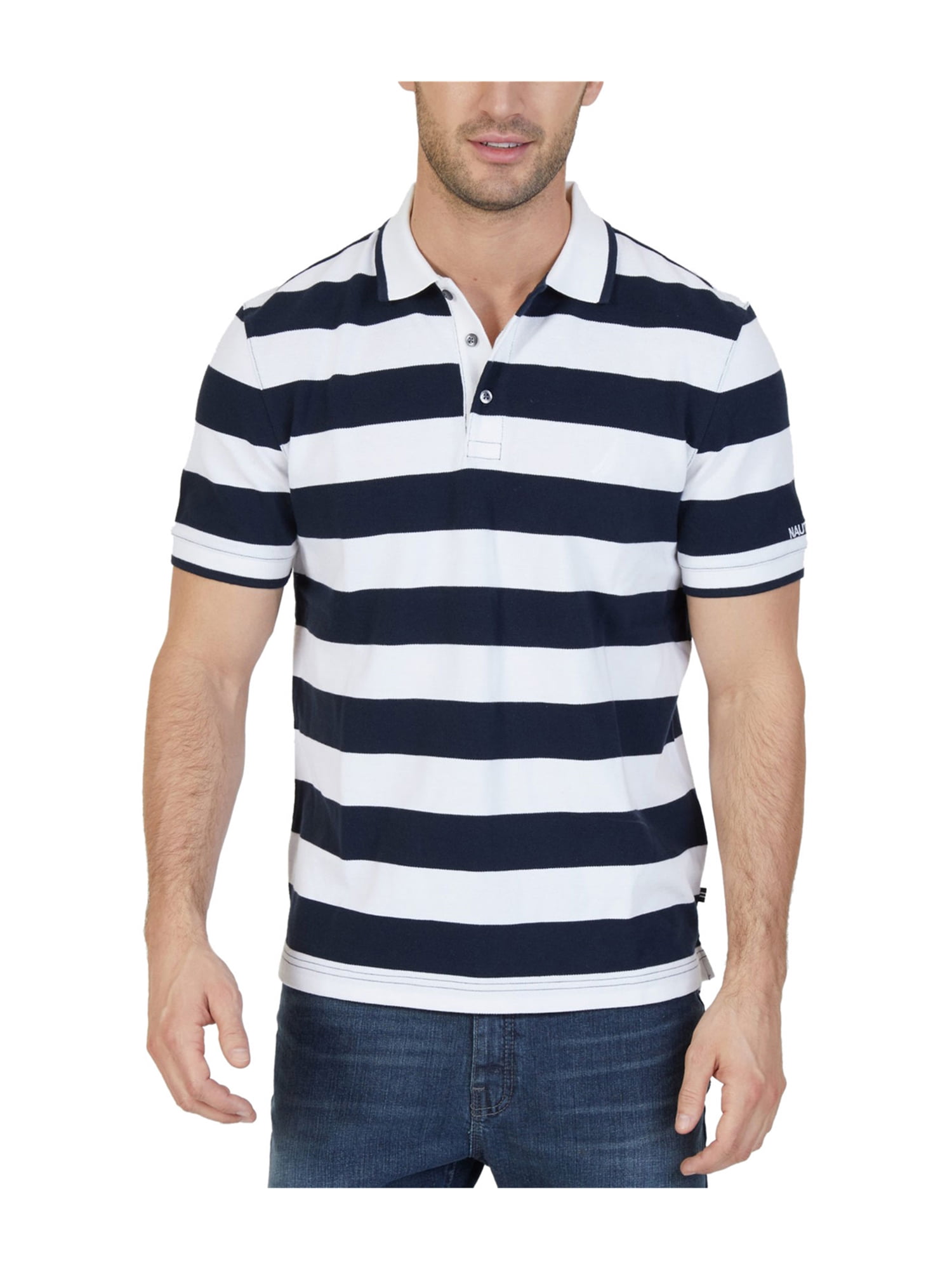 Nautica Boys Active Short Sleeve Performance Embossed Striped Polo 