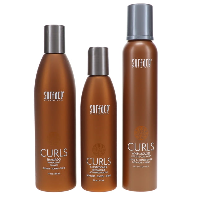 Rizos de superficie Champú hidratante 10 oz, rizos Revitalizing Acondicionador 6 Oz y rizos Paquete de combinación de 5.5 oz Surface Rizos de superficie Champú hidratante 10 oz, rizos Revitalizing Acondicionador 6 Oz y