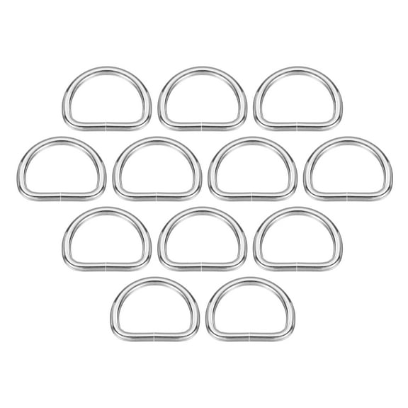 Uxcell 30 Pcs Metal D Rings 3/4" ID 0.15 inch Thickness Opening Zinc Alloy for Keyrings Bags Straps Belts Bright Silver