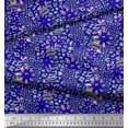 thumbnail image 2 of Soimoi Blue Velvet Fabric Leopard Animal Skin Printed Craft Fabric by the Yard 58 Inch Wide, 2 of 3