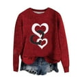 thumbnail image 4 of EchfiProm Plus Size Sweaters for Women Holiday Pullover Valentine Crewneck Heart Print Oversized Work Red Womens Outfits, 4 of 6