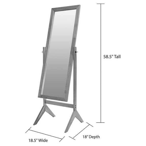 HeSLehs Oak Finish Wood Rectangular Cheval Floor Mirror, Standing Mirror