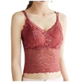 thumbnail image 2 of ZHOGXU Women Tank Top Summer Sleeveless Spaghetti Strap Solid Color Lace Fashion Slim Fit Camisole For Casual Daily Wear,Red,M, 2 of 6
