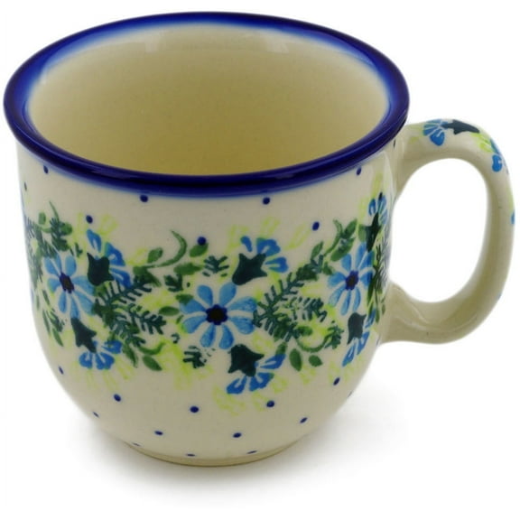 Polish Pottery 9 oz Mug Hand Painted in Boleslawiec, Poland   Certificate of Authenticity